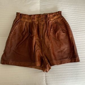 UO Brown Leather Paperbag Shorts